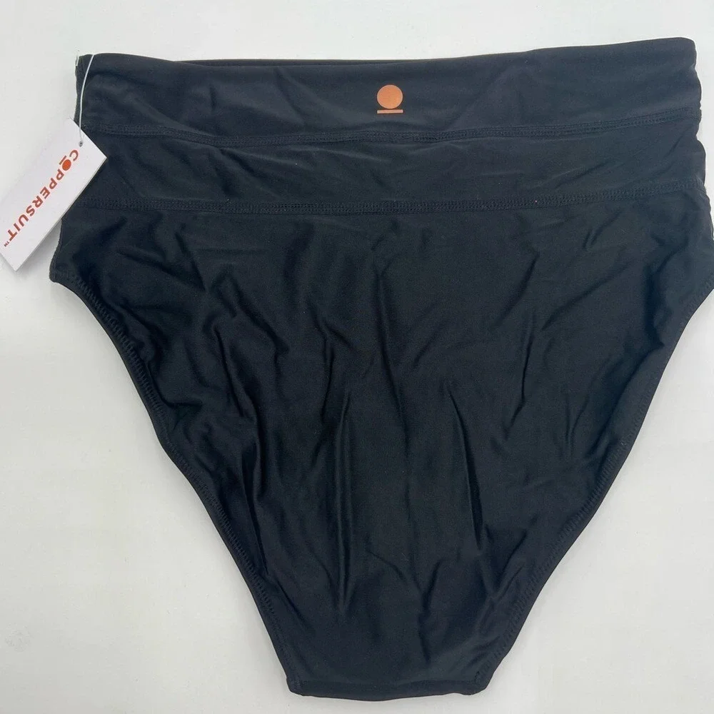 Coppersuit Womens Black High Waist Bikini Bottoms Copper Infused UPF 50+‎
